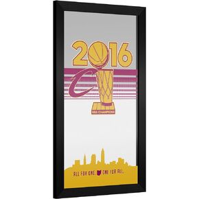 Trademark Global Wall Mirror - Ready-to-Hang Cleveland Cavaliers 2016 NBA Champions Black Framed Rectangle Mirror - for Pub, Game Room, Garage or Home Bar