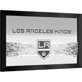 Trademark Global Wall Mirror - Ready-to-Hang Los Angeles Kings Logo Black Framed Rectangle Mirror - for Pub, Game Room, Garage or Home Bar