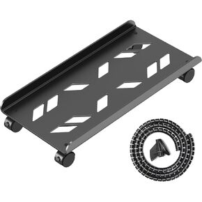 Adjustable Computer Tower Stand, Ventilated Mobile CPU Stand Fits Most PC Tower, Steel Desktop CPU Holder with Rolling Caster Wheels, PC Floor Cart Riser for Gaming Office Desk Accessories