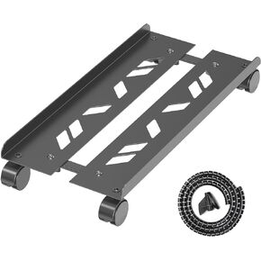 Adjustable Computer Tower Stand, Ventilated Mobile CPU Stand Fits Most PC Tower, Steel Desktop CPU Holder with Rolling Caster Wheels, PC Floor Cart Riser for Gaming Office Desk Accessories