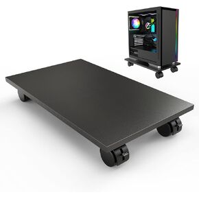 CPU Stand、Computer Tower Stand、Mobile CPU Holder with 4 Caster Wheels Fits for PC、Printer、Most Computer Tower、Office、Home、Planter Caddies、Dog Bowl Stand（Black）