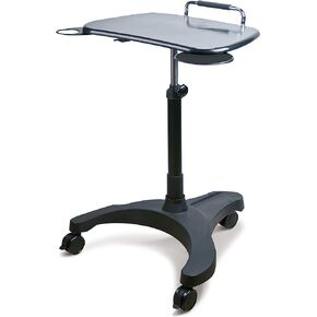 EHO Mobile Laptop Standing Desk Carts on Wheels with Stationery Storage, Pneumatic, Height Adjustable Rolling Stand, Sit to Stand Computer Cart, Workstation for Home, Office, Medical and School