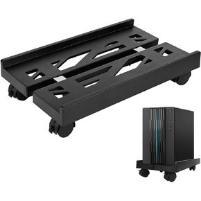Adjustable Mobile CPU Stand, Heavy-Duty Desktop Stand with Rolling Caster Wheels, PC Riser Fits Most PC Gaming Desk Accessories，Steel Desktop Stand(Black)