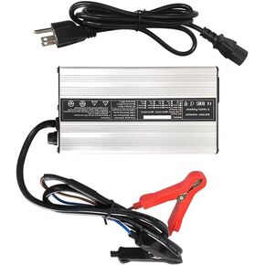 36V / 43.8V 8A Lifepo4 Lithium Battery Smart Charger 110V 120V 400W for 12S 36V Lifepo4 Battery with Cooling Fan and Alligator Clip Output Multiple Protection Functions