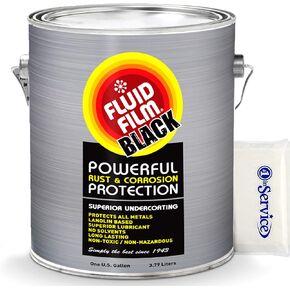 Fluid Film Undercoating Protection, Rust Inhibitor and Prevention, Anti Corrosion Multi Purpose Penetrant and Lubricant Lanolin Formula, 1 Gallon Black Color and Tissue Pack