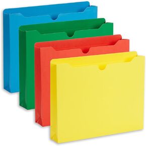 50 Blue Summit Supplies 2 Inch Expanding File Jackets, Reinforced Straight Cut Tab, Heavy Duty 2’’ Expansion Pocket, Letter Size, Assorted Colors, 50 Pack