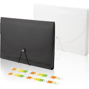 Accordian File Organizer 13 Pocket Expanding File Folder with Labels, 2 Pack A4 Letter Size Paper Document Receipt Organizer Portable Accordion Filing Folder for Classroom, Home, Office…
