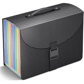 Expanding File Folders,Accordion File Organizer with Handle,13 Pockets Expandable File Folder Portable Filing Box,Adjustable Support Strap,Colored Tabs.Papers Bills Documents Organizer,A4/Letter Size