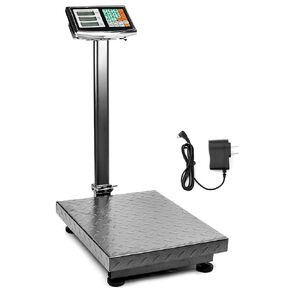 QWORK Foldable 600LB Weight Computing Postal Scale, Floor Platform Digital Scale, Accurate Warehouse Large Shipping Mailing LB/KG Price Calculator