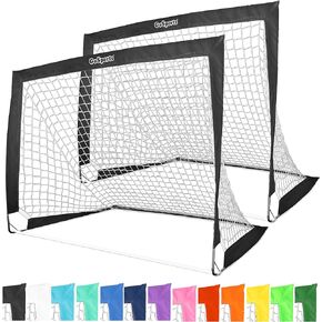 GoSports Team Tone 4 ft x 3 ft Portable Soccer Goals for Kids - Set of 2 Pop Up Nets for Backyard - 13 Color Options