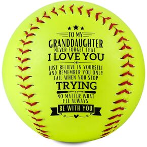 Softball Gifts for Granddaughter Girls from Grandma Grandpa Grandparents for Birthday Graduation Christmas, Printed Softball Ball 12" - to My Granddaughter