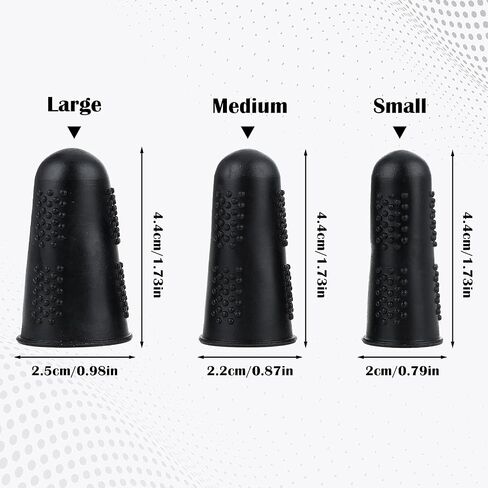 Grevosea Finger Protectors, 12 Pieces Silicone Fingers Tips Thimble Protectors Sleeve Tips Guard Fingertip Thumb Cots Pads for Hot Glue Embroidery Sewing Cutting Sorting Task Sport Games Black 3 Sizes in Saudi Arabia