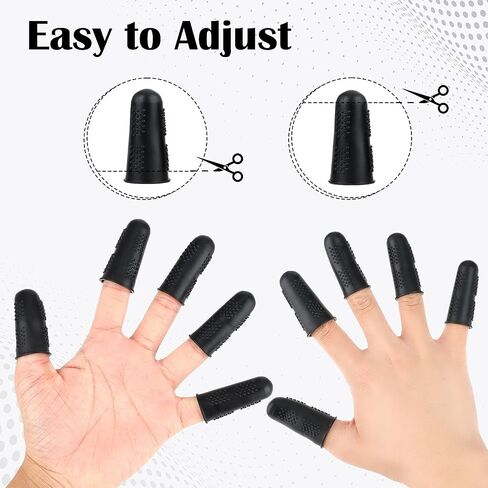 Grevosea Finger Protectors, 12 Pieces Silicone Fingers Tips Thimble Protectors Sleeve Tips Guard Fingertip Thumb Cots Pads for Hot Glue Embroidery Sewing Cutting Sorting Task Sport Games Black 3 Sizes in Saudi Arabia