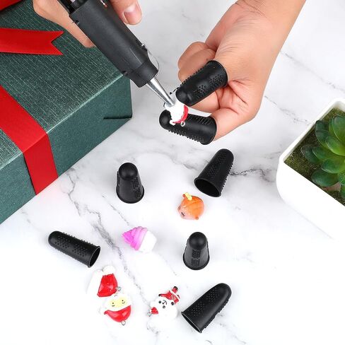 Grevosea Finger Protectors, 12 Pieces Silicone Fingers Tips Thimble Protectors Sleeve Tips Guard Fingertip Thumb Cots Pads for Hot Glue Embroidery Sewing Cutting Sorting Task Sport Games Black 3 Sizes in Saudi Arabia