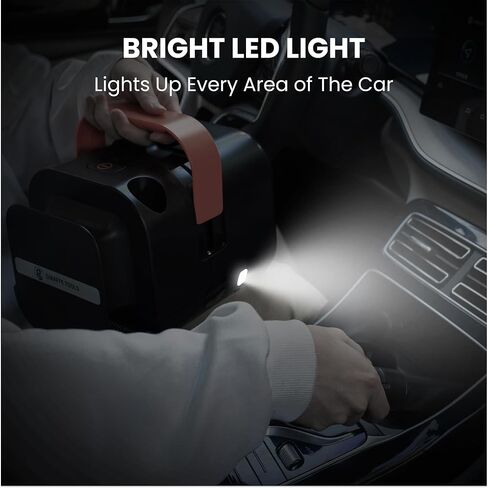 مكنسة كهربائية للسيارة من Giraffe Tools مع سلك طاقة قابل للسحب بطول 16.5 قدم وخرطوم بطول 4 أقدام، 7.5 كيلو باسكال DC12V، مكنسة كهربائية للسيارة مع ضوء LED وفوهتين باللون الأسود in Kuwait