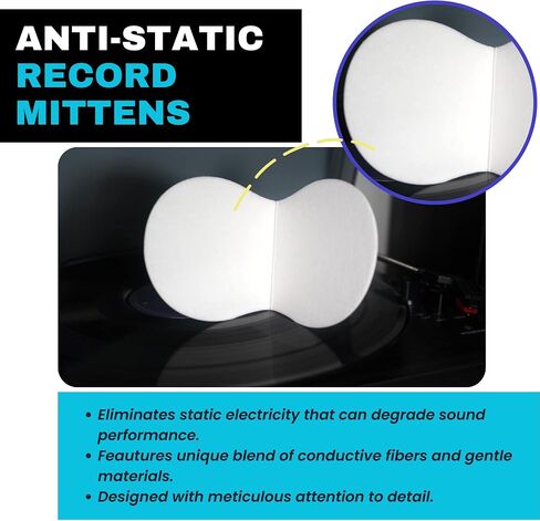 Vinyl Quantum 6 Pieces Anti Static Record Miiten & Handler - Record Player Accesories with Soft Microfiber Material, Protect Against Scratch & Dirt. in Saudi Arabia