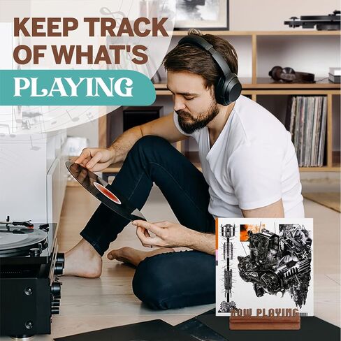 Aikyam Records Now Playing Vinyl Record Stand 3D Retro Holder For Vinyl Records Wood Record Stand Vinyl Gift Ideas Turntable Accessories Album Record Holder LP Vinyl Record Storage Display Stand in Saudi Arabia