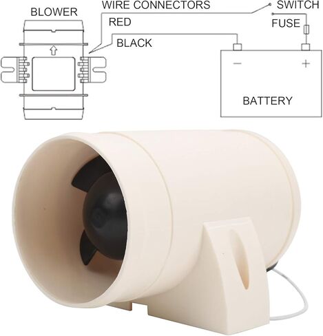 4" in-Line Marine Bilge Air Blower 12V 270, Bilge Blower, Turbo in Line Bilge Blower, 5 Blades Fan 3in RV Ventilation Fan Low Current Draw for Boat Marine in Kuwait