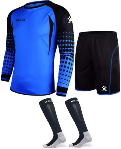 KELME Soccer Goalie Jersey Padded Uniform Kit - Goalkeeper Jersey, Shorts, Socks - Mens Football Padded Shirt Kids/Adult Size in Kuwait