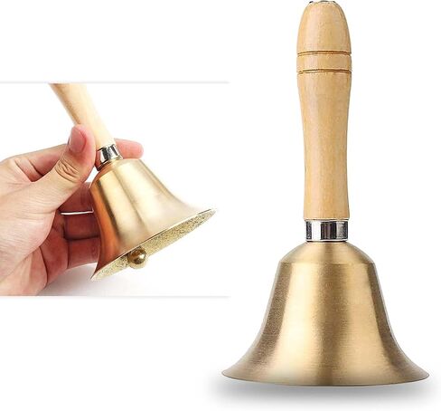 Hand Bell, 3.15 Inch Hand Held Bell with Wooden Handle, Super Loud Solid Brass Hand Call Bell for Adults, Used for Christmas, Weddings, Service, School, Animal in Saudi Arabia