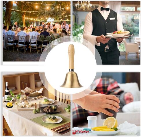 Hand Bell, 3.15 Inch Hand Held Bell with Wooden Handle, Super Loud Solid Brass Hand Call Bell for Adults, Used for Christmas, Weddings, Service, School, Animal in Saudi Arabia