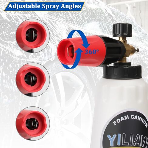Yiliaw Snow Foam Cannon for Pressure Washer Big Mouth Soap Foam Cannons with 1/4 Inch Quick Connector Adjustable Nozzle Car Wash Foam Blaster,4000PSI,1L in Saudi Arabia