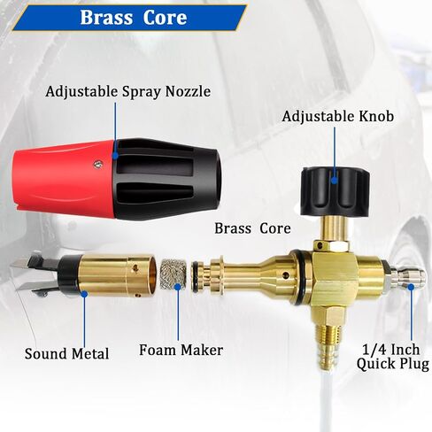 Yiliaw Snow Foam Cannon for Pressure Washer Big Mouth Soap Foam Cannons with 1/4 Inch Quick Connector Adjustable Nozzle Car Wash Foam Blaster,4000PSI,1L in Saudi Arabia