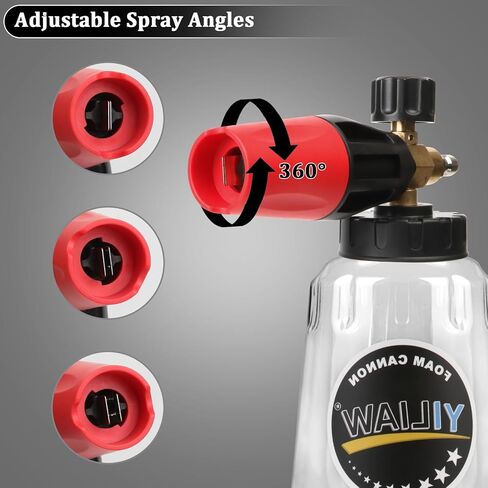 Yiliaw Snow Foam Cannon for Pressure Washer Big Mouth Soap Foam Cannons with 1/4 Inch Quick Connector Adjustable Nozzle Car Wash Foam Blaster,4000PSI,1L in Kuwait