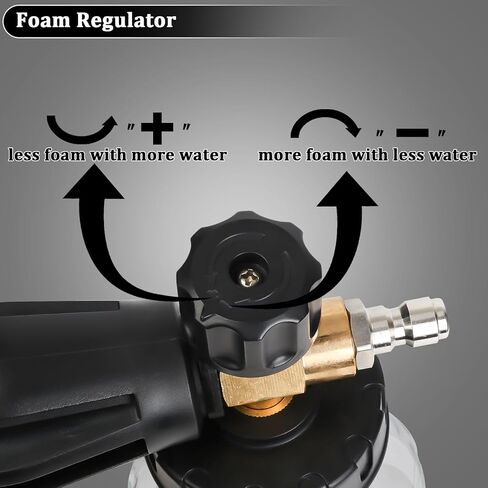 Yiliaw Snow Foam Cannon for Pressure Washer Big Mouth Soap Foam Cannons with 1/4 Inch Quick Connector Adjustable Nozzle Car Wash Foam Blaster,4000PSI,1L in Kuwait