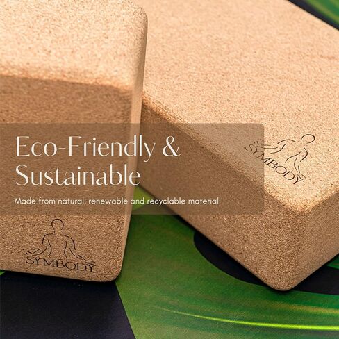 مكعبات يوجا من الفلين الطبيعي من SymBody، قطعتان - مكعبات يوجا عالية الكثافة مع سطح غير قابل للانزلاق، كتلة فلين خفيفة الوزن ومقاومة للرطوبة، ملحقات يوجا مثالية للرجال والنساء، البيلاتس والتأمل in Kuwait