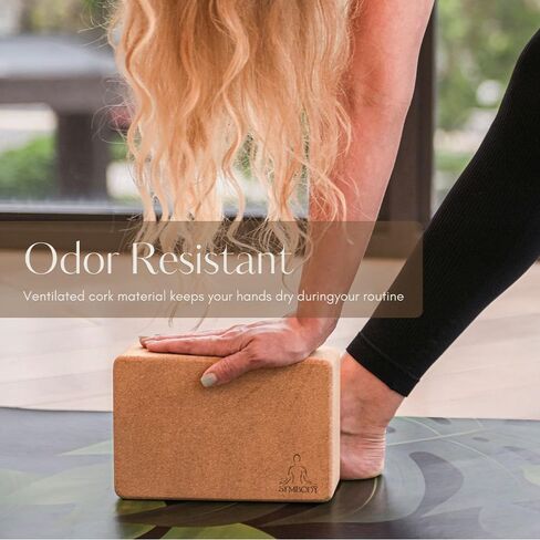 مكعبات يوجا من الفلين الطبيعي من SymBody، قطعتان - مكعبات يوجا عالية الكثافة مع سطح غير قابل للانزلاق، كتلة فلين خفيفة الوزن ومقاومة للرطوبة، ملحقات يوجا مثالية للرجال والنساء، البيلاتس والتأمل in Kuwait