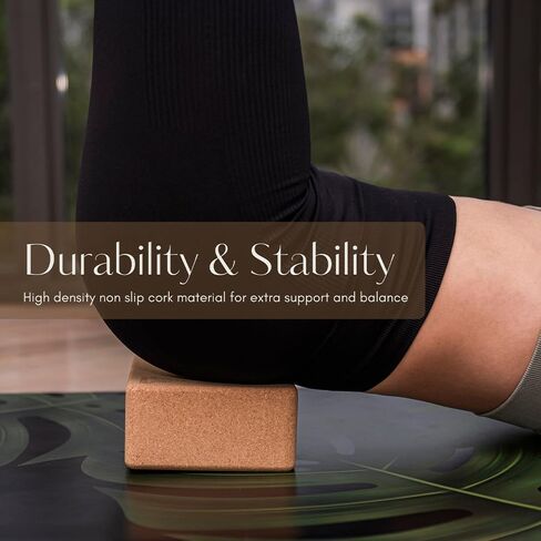 مكعبات يوجا من الفلين الطبيعي من SymBody، قطعتان - مكعبات يوجا عالية الكثافة مع سطح غير قابل للانزلاق، كتلة فلين خفيفة الوزن ومقاومة للرطوبة، ملحقات يوجا مثالية للرجال والنساء، البيلاتس والتأمل in Kuwait