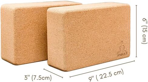 مكعبات يوجا من الفلين الطبيعي من SymBody، قطعتان - مكعبات يوجا عالية الكثافة مع سطح غير قابل للانزلاق، كتلة فلين خفيفة الوزن ومقاومة للرطوبة، ملحقات يوجا مثالية للرجال والنساء، البيلاتس والتأمل in Kuwait
