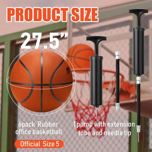 6 Pcs Basketballs Bulk Christian Charity Donation Supplies Size 5 Basketballs for Kids 27.5 Inch Basketball with Pump Xmas Gifts for Kids Basketball Games Training in Saudi Arabia