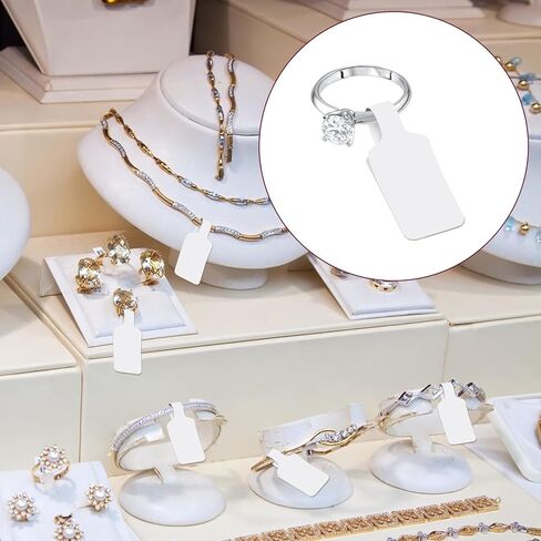 1000 قطعة من ملصقات أسعار المجوهرات الفارغة، علامات أسعار المجوهرات ذاتية اللصق، ملصقات علامات الأسعار لحلق السوار، ملصقات الكابلات، علامات تعريف بيضاء للإصلاح in Kuwait