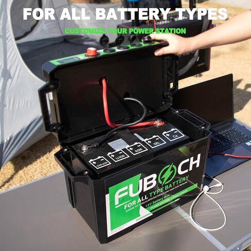 صندوق بطارية ذكي FUBOCH، علبة بطارية 12 فولت مع منفذ Qc3.0 من النوع C، مقبس سيارة أندرسون، متعدد الوظائف، الفولتميتر للسيارة البحرية RV متوافق مع معظم أنواع ومجموعات البطاريات (البطارية غير متضمنة) in Kuwait