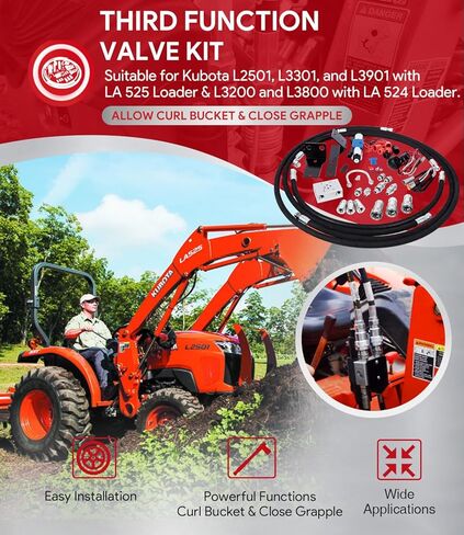 مجموعة صمامات الوظيفة الثالثة متوافقة مع جرارات Kubota L2501 وL3200 وL3301 وL3901 in Kuwait