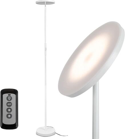 LED Torchiere Floor Lamp with Remote, Stepless Dimmable Standing Lamp | Super bright uplight fills ceilings and dark corners for living rooms, bedrooms, home offices, reading nooks and apartments in Saudi Arabia