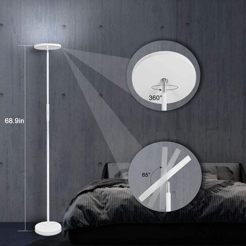 LED Torchiere Floor Lamp with Remote, Stepless Dimmable Standing Lamp | Super bright uplight fills ceilings and dark corners for living rooms, bedrooms, home offices, reading nooks and apartments in Saudi Arabia