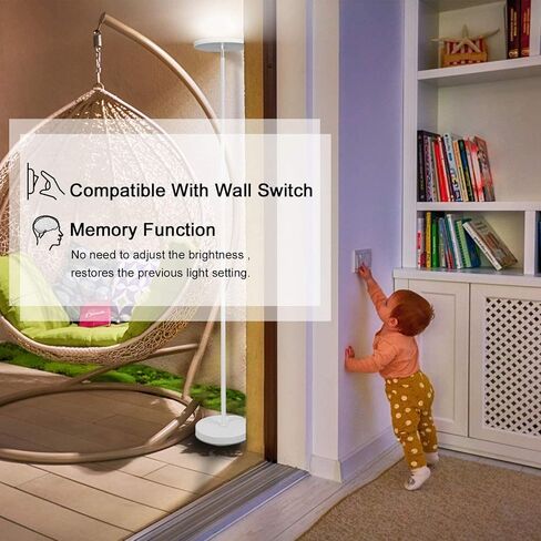 LED Torchiere Floor Lamp with Remote, Stepless Dimmable Standing Lamp | Super bright uplight fills ceilings and dark corners for living rooms, bedrooms, home offices, reading nooks and apartments in Saudi Arabia