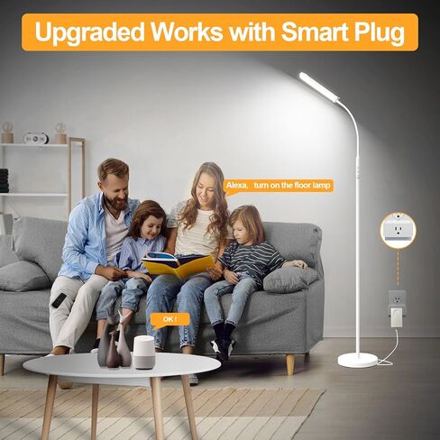 [جديد 2024] مصباح أرضي، 18 وات 1800 لومن مصباح إضاءة LED فائق السطوع مع جهاز تحكم عن بعد ويعمل مع قابس ذكي، توقيت خافت للعناية بالعين، ضوء للقراءة، مصباح أرضي حديث لغرفة المعيشة وغرفة النوم والمكتب in Kuwait