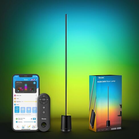 مصباح أرضي Govee، مصباح زاوية متغير اللون RGBIC Lyra، مصابيح LED حديثة مع التحكم في تطبيق Wi-Fi، 64+ مشهد، أوضاع DIY، مزامنة الموسيقى، مصباح قائم، مناسب لغرفة النوم in Kuwait