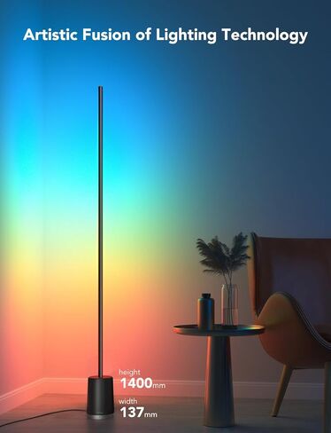مصباح أرضي Govee، مصباح زاوية متغير اللون RGBIC Lyra، مصابيح LED حديثة مع التحكم في تطبيق Wi-Fi، 64+ مشهد، أوضاع DIY، مزامنة الموسيقى، مصباح قائم، مناسب لغرفة النوم in Kuwait