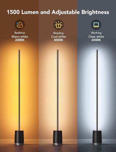 مصباح أرضي Govee، مصباح زاوية متغير اللون RGBIC Lyra، مصابيح LED حديثة مع التحكم في تطبيق Wi-Fi، 64+ مشهد، أوضاع DIY، مزامنة الموسيقى، مصباح قائم، مناسب لغرفة النوم in Kuwait