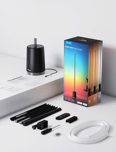 مصباح أرضي Govee، مصباح زاوية متغير اللون RGBIC Lyra، مصابيح LED حديثة مع التحكم في تطبيق Wi-Fi، 64+ مشهد، أوضاع DIY، مزامنة الموسيقى، مصباح قائم، مناسب لغرفة النوم in Kuwait