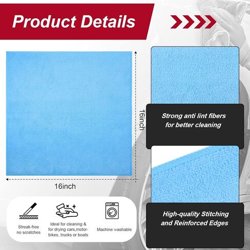 Oudain 200Pcs 16x16 Inch Microfiber Cleaning Cloth Towels for Car, Highly Absorbent Cleaning Rag Washable Reusable Multi-Purpose Wiper Cloths for Wash Car Home Pet Drying Dusting (Blue, Yellow, White) in Saudi Arabia