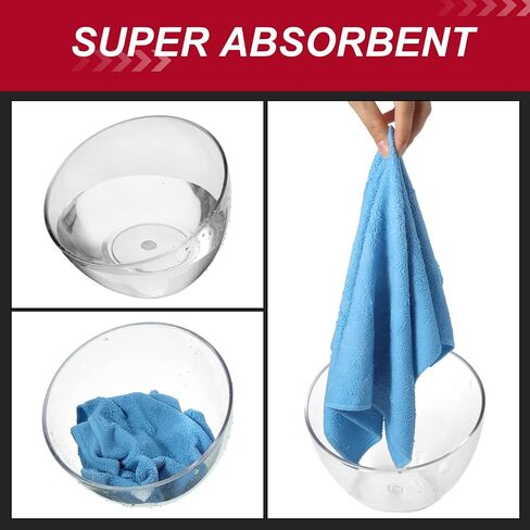 Oudain 200Pcs 16x16 Inch Microfiber Cleaning Cloth Towels for Car, Highly Absorbent Cleaning Rag Washable Reusable Multi-Purpose Wiper Cloths for Wash Car Home Pet Drying Dusting (Blue, Yellow, White) in Saudi Arabia