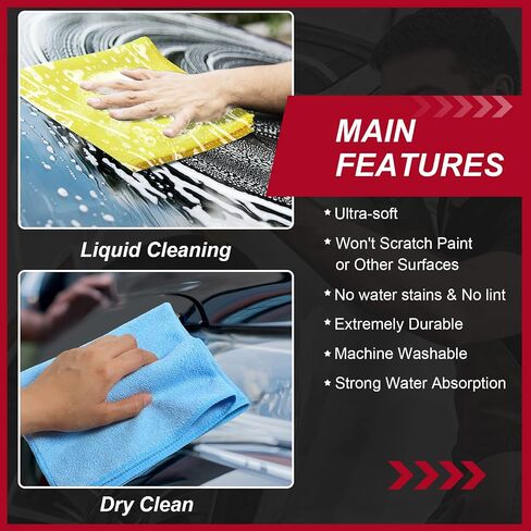 Oudain 200Pcs 16x16 Inch Microfiber Cleaning Cloth Towels for Car, Highly Absorbent Cleaning Rag Washable Reusable Multi-Purpose Wiper Cloths for Wash Car Home Pet Drying Dusting (Blue, Yellow, White) in Saudi Arabia