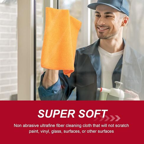 Oudain 200Pcs 16x16 Inch Microfiber Cleaning Cloth Towels for Car, Highly Absorbent Cleaning Rag Washable Reusable Multi-Purpose Wiper Cloths for Wash Car Home Pet Drying Dusting (Blue, Yellow, White) in Saudi Arabia
