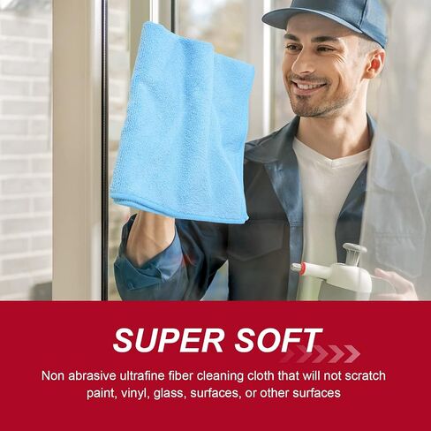 Oudain 200Pcs 16x16 Inch Microfiber Cleaning Cloth Towels for Car, Highly Absorbent Cleaning Rag Washable Reusable Multi-Purpose Wiper Cloths for Wash Car Home Pet Drying Dusting (Blue, Yellow, White) in Saudi Arabia